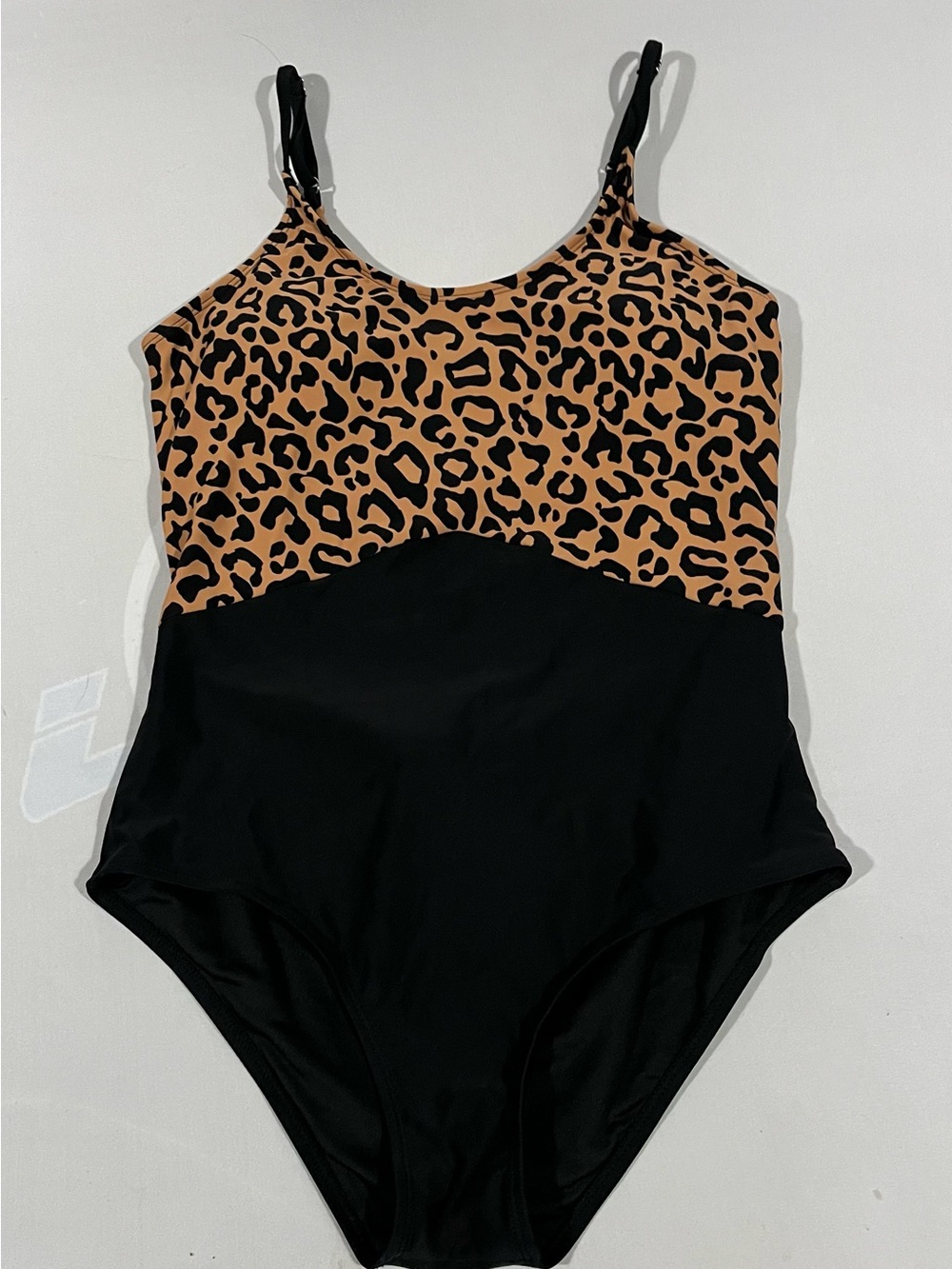 Coral Reef Leopard Print Black One-Piece Swimsuit adults size M